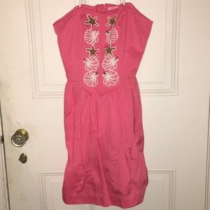 Lilly Pulitzer Shell Embroidered Strapless Dress